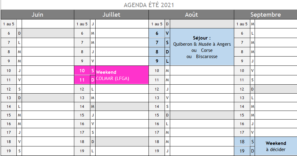 Calendrier sortiesclub2021